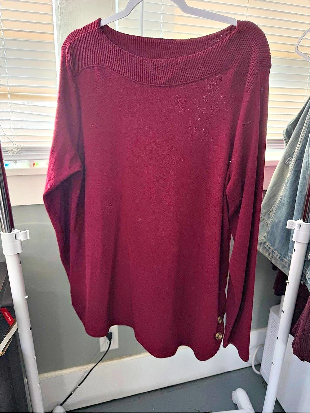 Croft & Barrow Burgundy Button Cuff Sweater Size IX